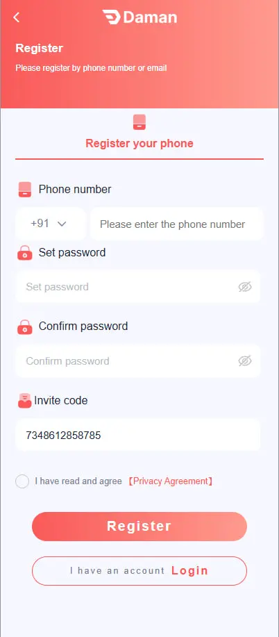 Daman Game Register – start playing and win instantly