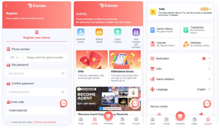 Home 1 Experience the thrill of real rewards with Daman Game, India’s trusted color prediction platform. Simple to play, easy to win — perfect for casual gamers and cash seekers alike.